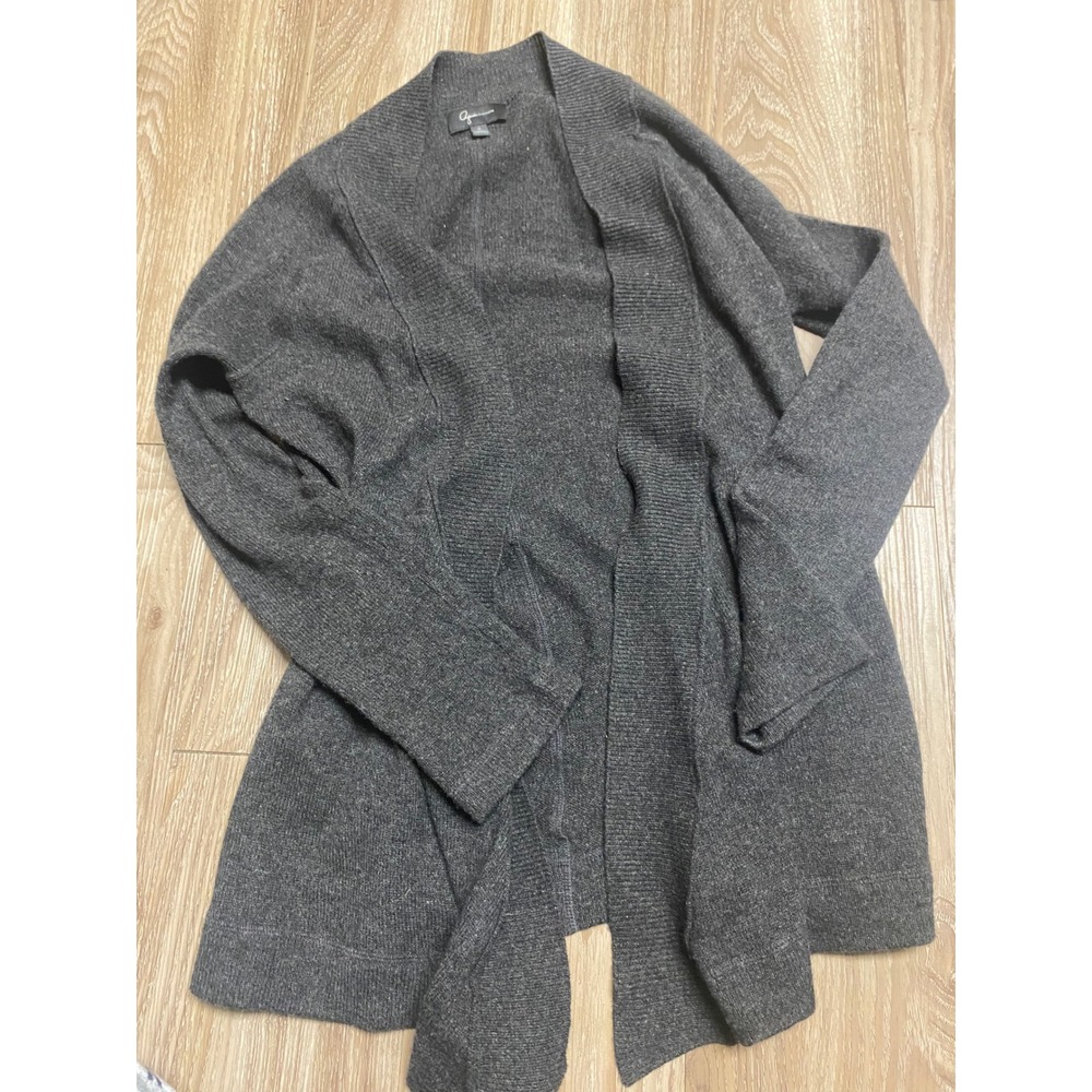 AquaCashmere Women Charcoal Gray Open Front Cardigan Sweater Small 100% Cashmere